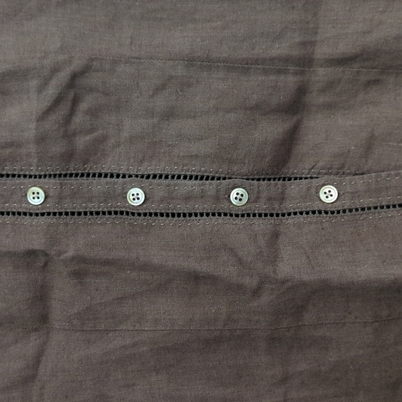 Eddie Bayer 100% Linen Botton Down V-Neck Top Brown Women's XS Lagenlook - Picture 5 of 14